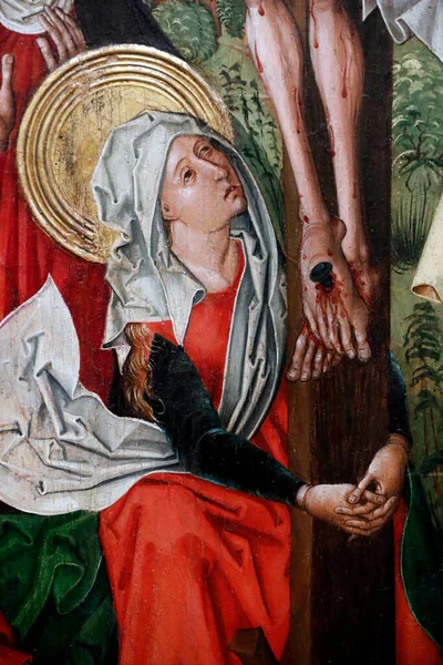 Museu Unterlinden Crucificação Detalhe Óleo Sobre Painel Madeira Século Colmar — Fotografia de Stock