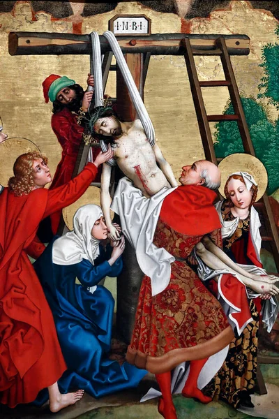 Musée Unterlinden Christ Dans Passion Jésus Est Descendu Croix Huile — Photo