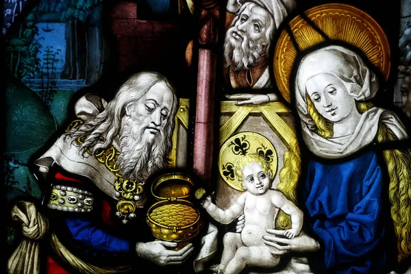 Notre Dame Museet Fönster Målat Glas Strasbourg Frankrike — Stockfoto