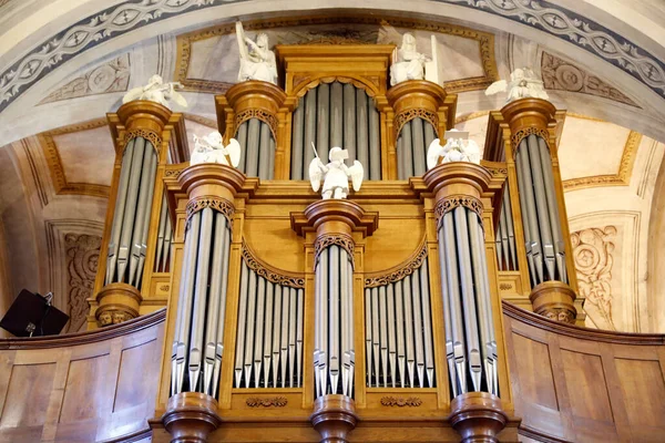 Saint-Jacques Kilisesi. Boru organı. Sallanch 'lar. Fransa.
