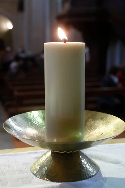 Черча Свічка Церква Сен Жака Черча Свічка Вівтарі Салланчі Франція — стокове фото