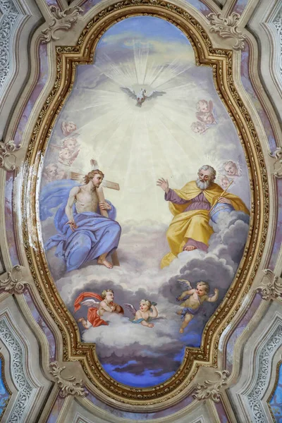 Kościół Saint Grat Malowanie Sufitu Święta Trójco Ojciec Jezus Duch — Zdjęcie stockowe