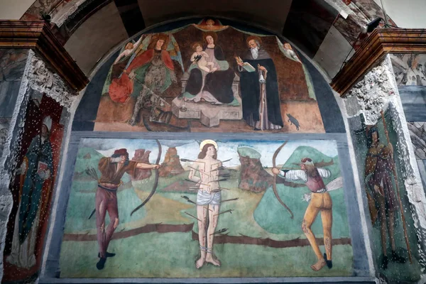 Church Sant Orso Martyrdom Saint Sebastian Aosta Italy — Stock Photo, Image