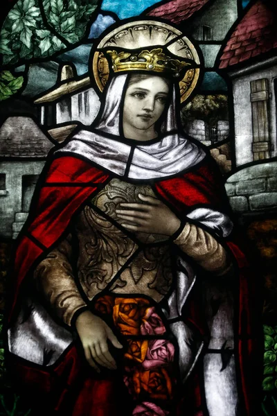 Saint Joseph Cathedral Nha Tho Lon Stained Glass Window Elizabeth — Stock Photo, Image