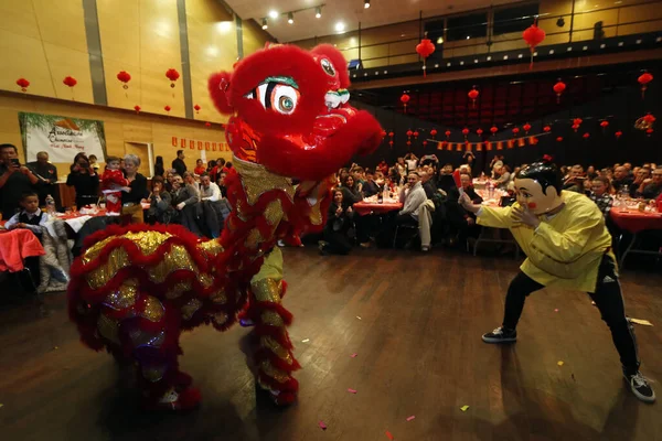 Chinesisches Neujahr Tanz Der Löwen Bonneville Frankreich — Stockfoto