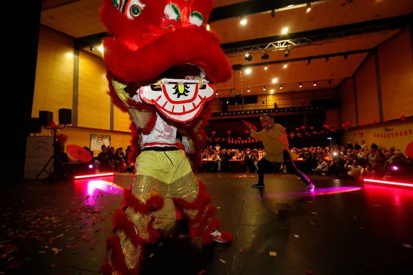Chinesisches Neujahr Tanz Der Löwen Bonneville Frankreich — Stockfoto