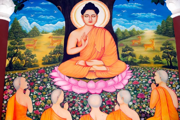 Τσούα Του Κουάνγκ Μπούντχιστ Shakyamuni Buddha Κηρύττει Κήρυγμα Τον Τροχό — Φωτογραφία Αρχείου