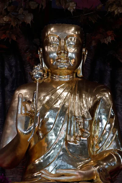 Minh Dang Quang Buddhistický Chrám Zlatý Buddha Lotosovým Květem Socha — Stock fotografie