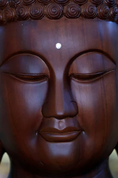 Μινχ Dang Quang Βουδιστικός Ναός Ξύλινο Άγαλμα Βούδα Κεφάλι Τρίτο — Φωτογραφία Αρχείου