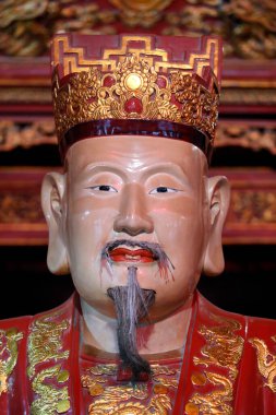 Edebiyat Tapınağı. Konfüçyüs heykeli. Hanoi. Vietnam.