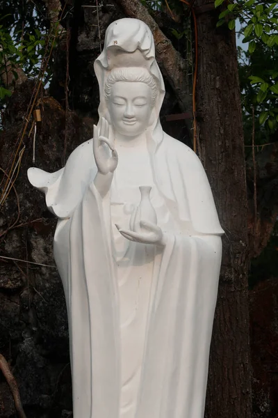 Quan Bodhisattva Soucitu Nebo Bohyně Milosrdenství Socha Vinh Trang Buddhistický — Stock fotografie