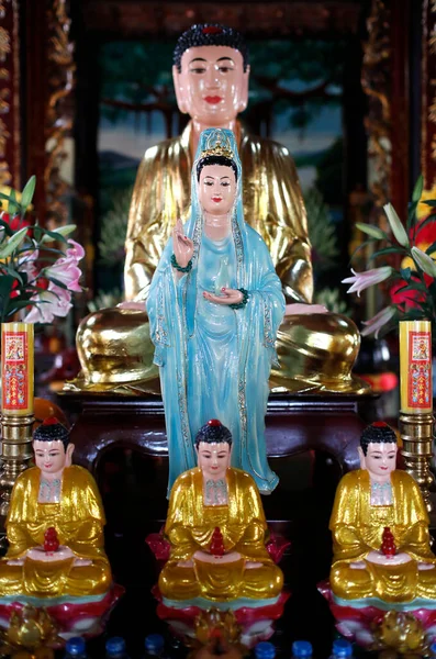 Phuoc Thanh Buddhista Pagoda Sakyamuni Buddha Quan Bodhisattva Könyörületes Vagy — Stock Fotó