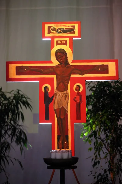 Святий Якобшаль Європейська Молодіжна Зустріч Тезе Базелі Ікона Хреста Тезе — стокове фото