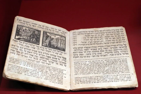 İsviçre Yahudi Müzesi. Basel. Haggadah. Hamursuz Bayramı 'nın siparişini veren bir Yahudi metni..
