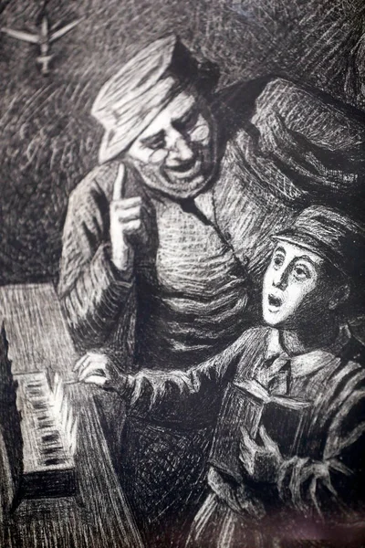 Bartholdi Müzesi. Çocuk Hanukkah için mum yakıyor. 19. yüzyıl. Colmar. Fransa.