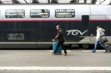 SNCF tarafından işletilen TGV (Yüksek Hız Treni). Gare de Lyon. Paris mi? Fransa.