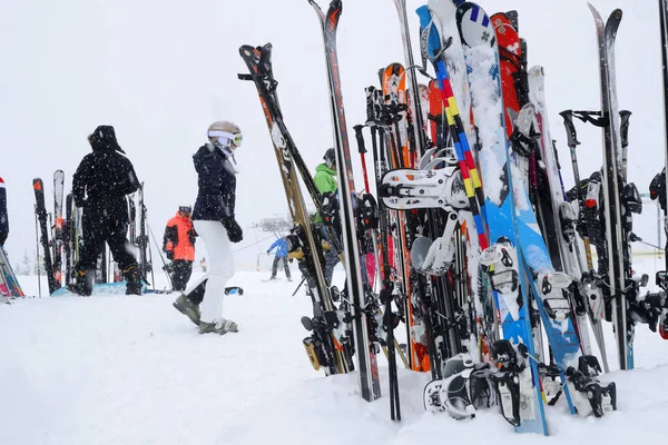 法国阿尔卑斯山 滑雪和滑雪板 圣热尔韦法国 — 图库照片
