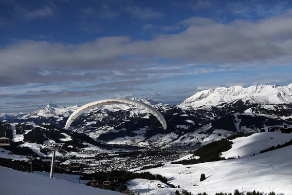 Francia Alpok Mont Blanc Masszőr Sípálya Siklóernyőzés Saint Gervais Ban — Stock Fotó