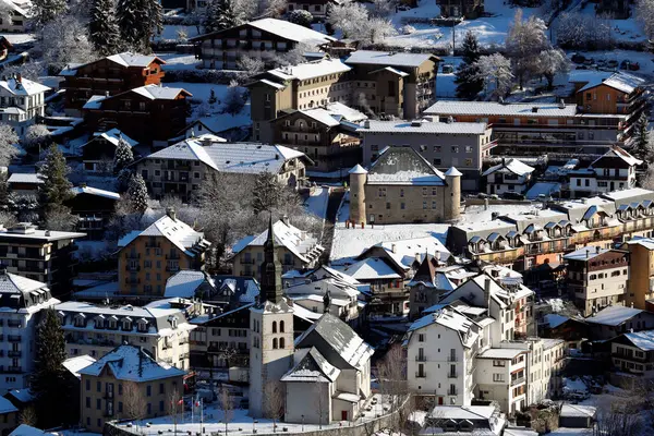 Allmän Bild Saint Gervais Mont Blanc Vintern Frankrike — Stockfoto