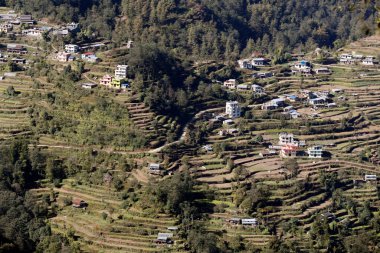 Dağlık köy ve geleneksel tarım. 