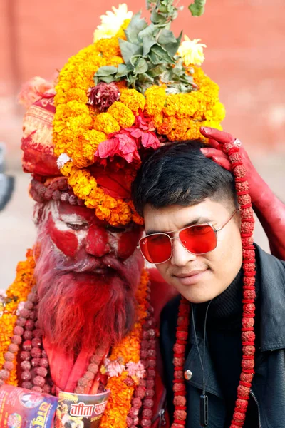 Sadhu Oder Heiliger Mann Hinduistischen Pilgerort Pashupatinath Sadhus Sind Männer — Stockfoto