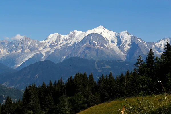 Mont Blanc Massivet Sommaren Franska Alperna — Stockfoto