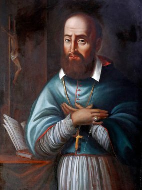 St Francis de Sales.  Painting. The Visitation Monastery.  Marclaz. France. 