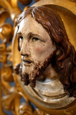 Saint-Bernard de Menthon Kilisesi. İsa heykeli. Menthon Saint Bernard . Fransa. 