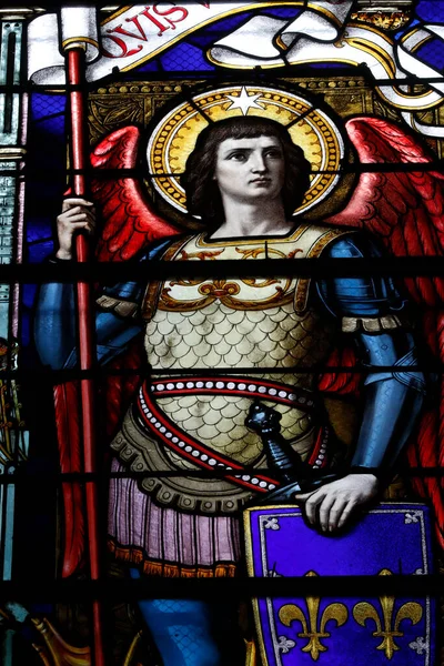 Saint Martin Ainay Basilica Saint Michael Archangel Stained Glass Window —  Fotos de Stock