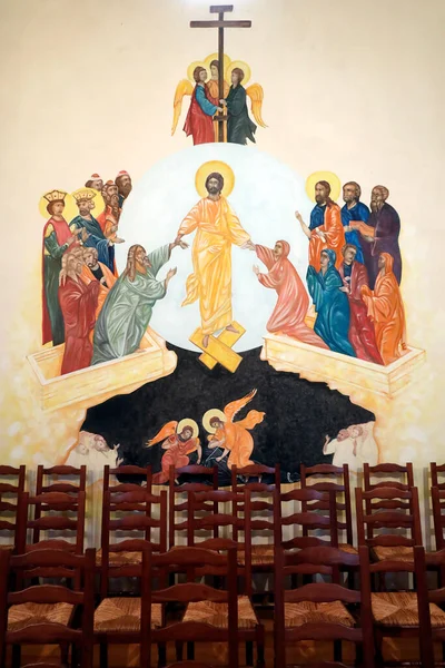 Anastasis Holy Resurrection Painting Saint Jean Bosco Church Wall Painting — Stock Photo, Image