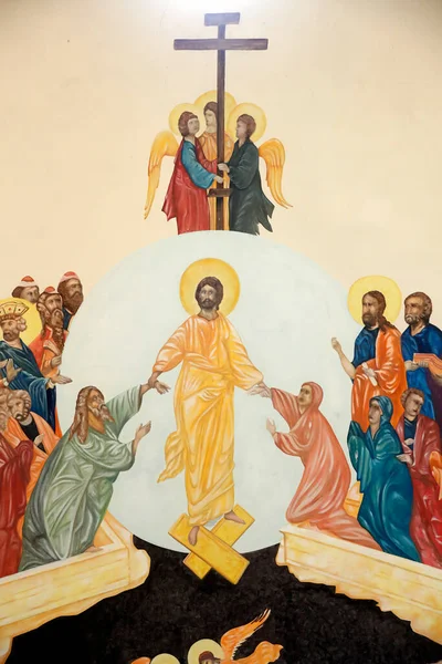Anastaasi Pyhä Ylösnousemus Maalausta Saint Jean Boscon Kirkko Seinämaalaus Bons — kuvapankkivalokuva