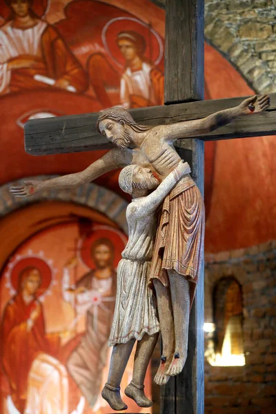 Das Heiligtum Notre Dame Des Voirons Jesus Kreuz Boege Frankreich — Stockfoto