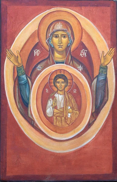Sanctuary Notre Dame Des Voirons Icon Virgin Child Boege France — kuvapankkivalokuva