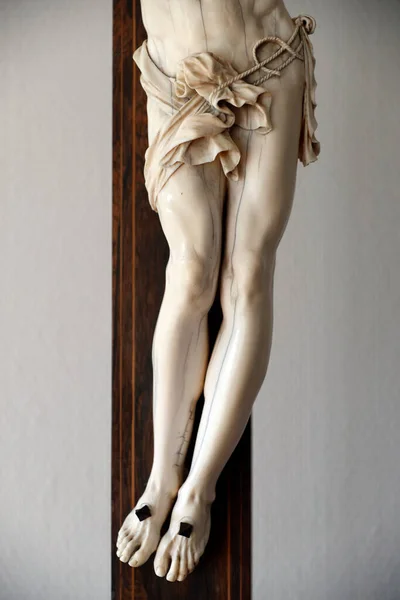 Crucifix Jesus Cross Ivory Sculpture — Fotografia de Stock