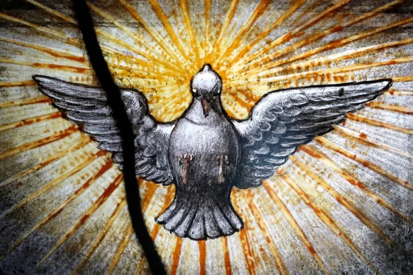 Saint Etienne Mont Church Stained Glass Window Dove Holy Spirit — Photo