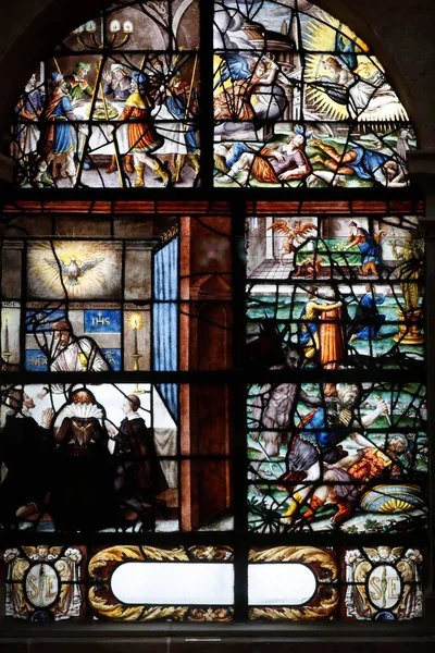 Saint Etienne Mont Church Stained Glass Window Passover Paris France — стоковое фото
