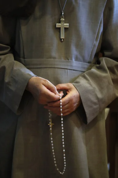 Visitation Monastery Visitandine Nun Praying Rosary Marclaz France — Stock Fotó