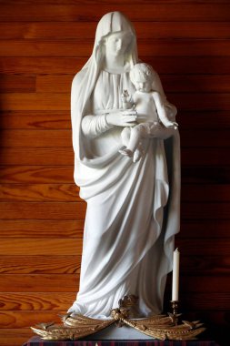 The Visitation Monastery.   Virgin Mary and infant Jesus statue.  Marclaz. France. 