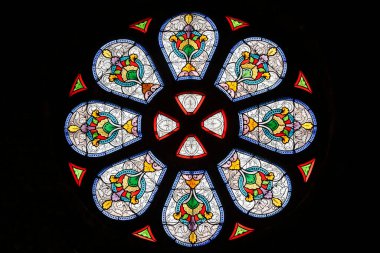 Sainte Marie Madeleine church.  Stained glass window.  Praz sur Arly. France.