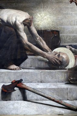 Pantheon, birçok ünlü Fransız 'ın gömüldüğü yerdir. Paris 'li Aziz Denis, inancı için başı kesilerek şehit edildi. J Bonnat 'ın tablosu. Paris mi? Fransa. 