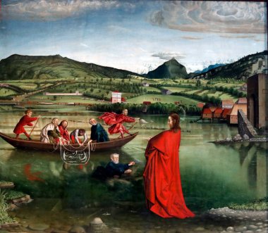 Sanat ve Tarih Müzesi. La peche wonder uleuse (Mucizevi balık avı). Ayrıntı. Konrad Witz. 1444 numara. Cenevre. İsviçre. 