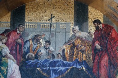 San Marco Bazilikası. Aziz Mark 'ın hayatı. Mozaik. Venedik. İtalya. 
