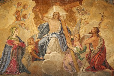 Basilica San Marco.  Jesus : The Last Judgment Byzantine mosaic.  Mosaic.  Venice. Italy. 