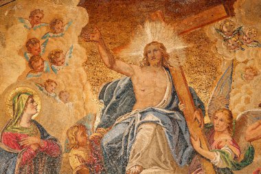 Basilica San Marco.  Jesus : The Last Judgment Byzantine mosaic.  Mosaic.  Venice. Italy. 