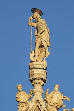 San Marco Bazilikası. Aziz George Ejderhayı Öldürüyor. Heykel. Venedik. İtalya. 