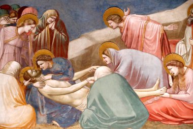 Scrovegni Şapeli. Giotto 'dan Fresco, 14. yüzyıl. İsa 'nın Yas' ı. Padua. İtalya. 