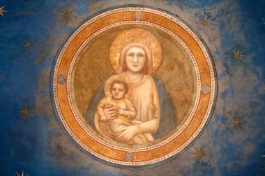 Scrovegni Şapeli. Giotto 'dan Fresco, 14. yüzyıl. Meryem Ana ve Çocuk. Padua. İtalya. 