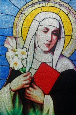 Lekeli cam pencere. Bakire Meryem. Ho Chi Minh Şehri. Vietnam. 