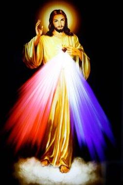 İlahi Merhamet İsa 'nın görüntüsü, sana güveniyorum. Ho Chi Minh Şehri. Vietnam. 