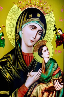 Holy Virgin and child icone.  Ho Chi Minh City.  Vietnam. 